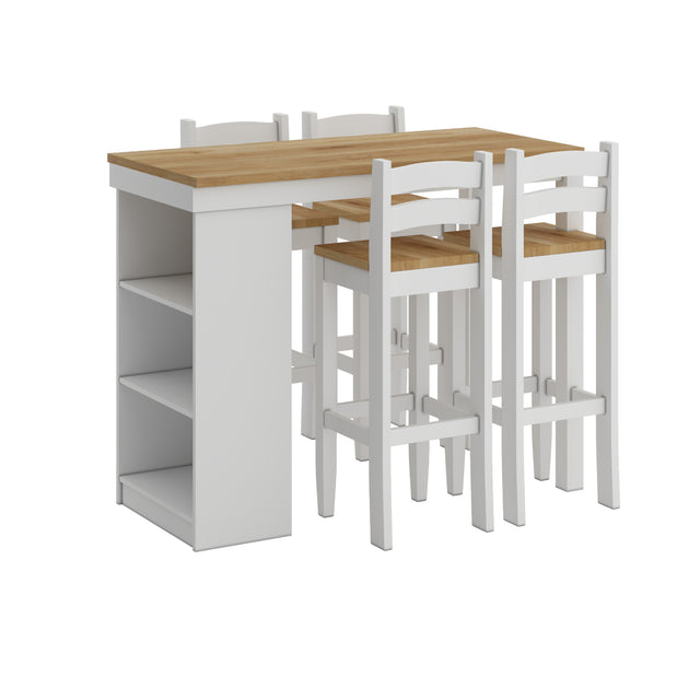 Desayunador 4 banquetas Línea México - Blanco