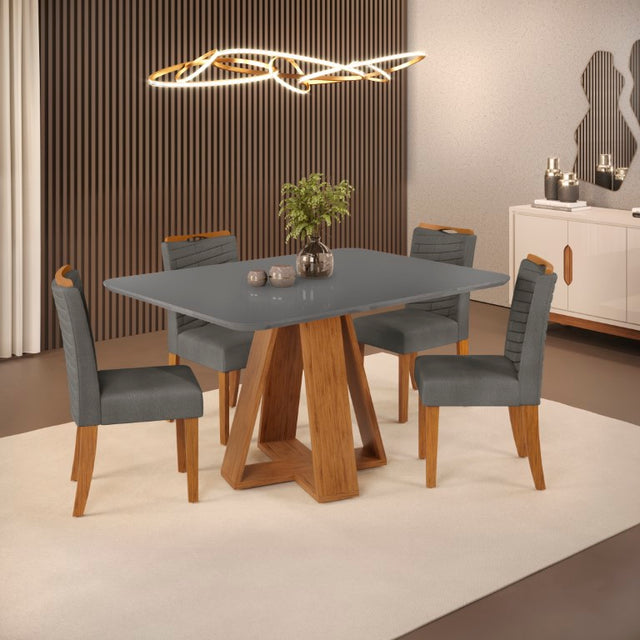 Juego de Comedor 120 - Celeste - Freijo/Ceniza Urbano + 4 Sillas