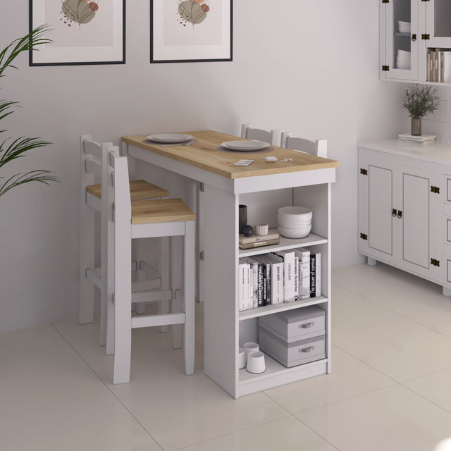 Desayunador 4 banquetas Línea México - Blanco