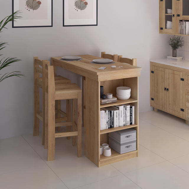 Desayunador 4 banquetas Línea México - Natural